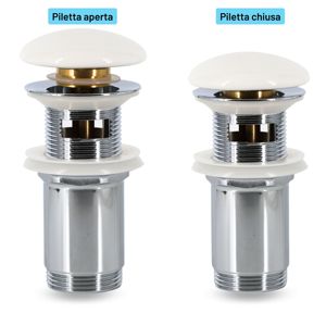 1.1/4 pollici in ceramica cromata bianco Piletta Click Clack bagno scarico finitura lucida-confezione 1 - Product Image 4