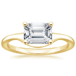 Nouvelle conception tige épaisse Solitaire coupe émeraude laboratoire cultivé bague en diamant CVD bague de fiançailles 18k solide or jaune bijoux de mariage - Product Image 1