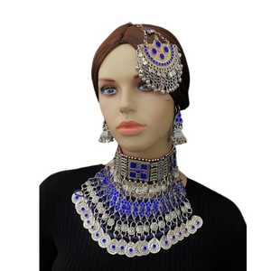 2025 Antique Afghani bijoux pour femmes à la main Afghan Kuchi Style traditionnel Vintage boucles d'oreilles collier ensembles de bijoux pour les femmes - Product Image 1