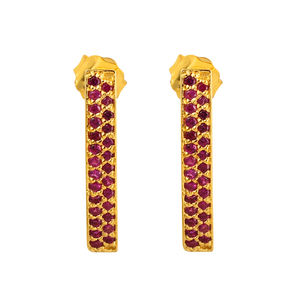 Fine Jewelry 925 Sterling <b>Silver</b> Pink Quartz Stone Ear <b>Stud</b> <b>Earring</b> Gold Plated <b>for</b> Wedding Anniversary Party Her <b>Women's</b> Gift - Product Image 2