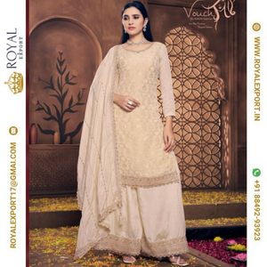 Lanzamiento de un nuevo diseño bordado viscosa Chinon Jacquard fabricante de trajes pakistaníes por Royal Export en Surat Gujarat - Product Image 4