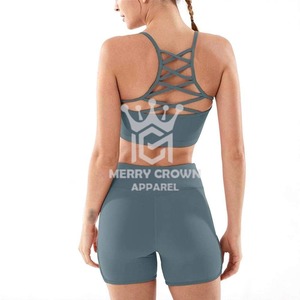 ชุดโยคะฟิตเนสแบบไร้ตะเข็บสำหรับผู้หญิงชุดเล่นฟิตเนสแบบ2ชิ้นบราและกางเกงขาสั้นสำหรับผู้หญิงชุดฟิตเนสผ้าฝ้ายแห้งเร็ว - Product Image 3