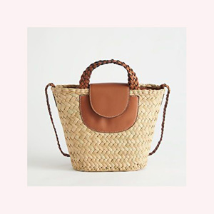 Sac fourre-tout de luxe en rotin et jonc de mer tissés à la main Design élégant en raphia avec des accents de diamant de perles douces Trendy Modern Premium Quality - Product Image 1