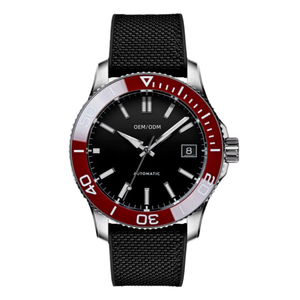 9015 Automatic Diver <b>Watch</b> Red Ceramic Bezel 200M Steel Black Dial Sapphire Custom Logo OEM Men's <b>Mechanical</b> <b>Watch</b> Hybrid Strap - Product Image 1