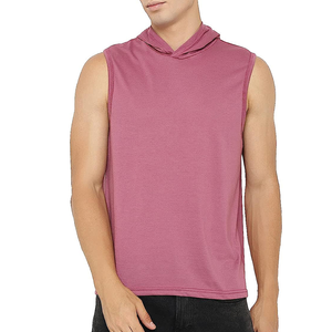 2024 <b>Men's</b> Casual <b>Sleeveless</b> Pullover <b>Hoodie</b> Slim Fit Tank Top 100% Cotton Fleece Washed for Winter Gym Use - Product Image 1
