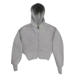 <b>Grey</b> Rhinestone <b>Men's</b> Luxury Crystal Zip Bling Sparkle Streetwear Hip Hop Fashion Diamond Autumn Oversized <b>Sweatshirts</b> - Product Image 1