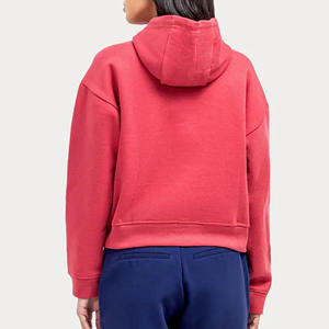 Crop-<b>Top</b> Women's 100% Cotton <b>Fleece</b> Hoodie with Drop-shoulder Hoodies For Women's - Product Image 3