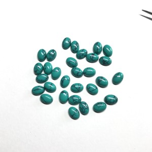 พลอยสังเคราะห์สีเทอร์ควอยส์4x6มม. ทรงวงรีเรียบได้รับการรับรองว่าเป็นพลอยแบบหลวม - Product Image 3