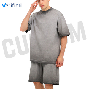 2025 verano peso pesado Retro lavado hombres Boxy cuello redondo serigrafía personalizada Logo telas de algodón para hombres camiseta para hombres - Product Image 4