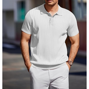 Camisetas Polo Casuales para Hombre, Clásicas con Botones, Manga Corta, Camiseta Polo de Color Sólido, Camisetas de Algodón, Tops Elegantes - Product Image 2