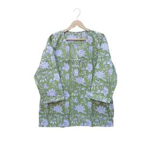 Indian Hand Block Cotton <b>Pajama</b> <b>Set</b> Stylish Luxury Fashion-Forward Night Wear Women <b>Men</b> Breathable Soft Winter Summer Front - Product Image 2