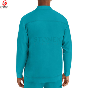 <b>Men's</b> Scrub Solid <b>Jacket</b> <b>Long</b> Sleeves With Knit Cuffs and Pen Pocket Quick Dry New Best Sale - Product Image 3