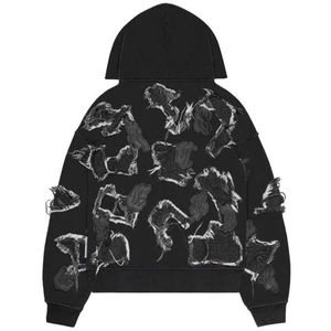 Sudaderas de invierno de ajuste regular para hombre con capucha desgastadas de diseño único más vendidas precio al por mayor bordado 3D - Product Image 4