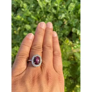 Anillo de Rubí Estilo Romántico, Corte Ovalado, Anillo de Diamantes y Rubí, Plata de Ley 925, Joyería de Piedras Preciosas Hecha a Mano, Proveedor Mayorista - Product Image 4