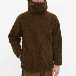 Vente en gros de sweat à capuche Ninja pour homme, coupe classique, polyester uni, hiver, respirant, doublé, avec cache-visage, en polaire sherpa, fermeture éclair - Product Image 2