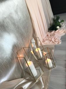 Linterna de vela elegante de mesa hecha de latón y vidrio para decoración del hogar decoración de boda - Product Image 6