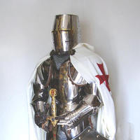 Ensemble complet d'armure de chevalier templier fabriqué à la main ensemble d'armure de croisé médiéval pour reconstitutions, SCA et affichage (épée non incluse)