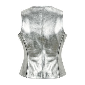 High Quality Top Selling <b>Cheap</b> Price Women Biker <b>Leather</b> Vest Breathable Casual Waterproof Customizable Pakistan New Design - Product Image 3