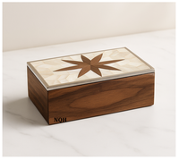 Nouveauté Ramadan Eid 2026 Boîte rectangulaire carrée en bois nacre acrylique moderne de luxe marron avec logo personnalisé