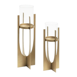 Ensemble de 3 bougeoirs en aluminium moulé couleur bronze centres de table de style classique pour la décoration de table de mariage - Product Image 3