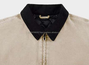 Chaqueta de trabajo de algodón personalizada, estilo boxy, diseño vintage, cortavientos, lisa, para hombre, de invierno, marrón, de lona ripstop lavada, con cremallera. - Product Image 2