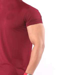 T-shirts pour hommes en jersey de spandex et de nylon à manches courtes, anti-froissement, respirants, écologiques, coupe décontractée, solides, vente en gros, personnalisés - Product Image 3