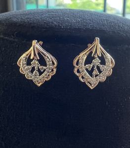 Belles boucles d'oreilles en or 14K et 18K avec diamant naturel rond taille brillant certifié par une tierce partie cadeau parfait pour elle - Product Image 2