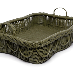 ถาดหวายสไตล์โบฮีเมียนที่ทำด้วยมือพร้อมด้ามจับถาดรองทอด้วยไม้สำหรับโต๊ะกาแฟของตกแต่งบ้านและส่งออกคุณภาพจากเวียดนาม - Product Image 3