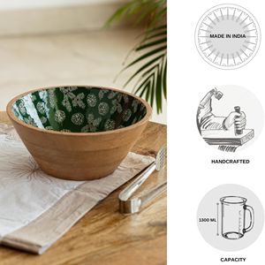 Bol en bois jetable polyvalent de tous les jours avec finition intérieure artistique pour décor de salle à manger et but de cadeau - Product Image 2