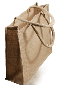 Bolsa de Yute Ecológica Reutilizable con Logotipo Personalizado Impreso y Laminado, con Asa de Bambú, Solución de Compras Sostenible - Product Image 3