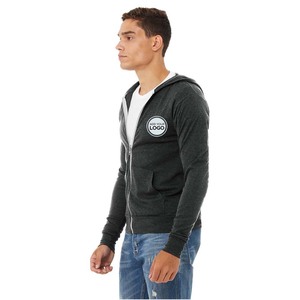 Sweat-shirt à capuche unisexe Bella Canvas en molleton léger et fin avec fermeture éclair intégrale, couleurs et logo personnalisables - Product Image 3