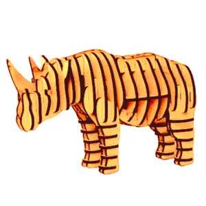 Деревянная 3D головоломка "носорог"