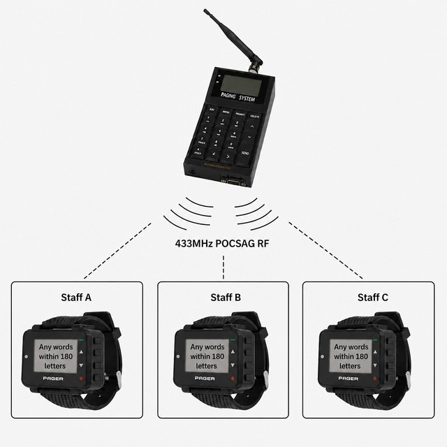 Freequeue GP2011TK Standalone Keyboard Paging Transmitter Alphanumeric Pager System 1000m Range 1999 IDs for Restaurant Clinic