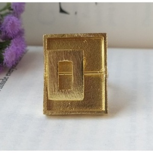 Vintage Statement Brass <b>Ring</b> 18K Gold Plated Bohemian Style Geometric Fashionable Inlay <b>Plain</b> Technology for Children's Gift - Product Image 2