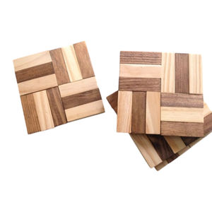 Set of 4 High Quality <b>Wooden</b> Square Coasters Fantastic Design Cocktail <b>Placemats</b> for Any Table with Tea Coffee Cups - Product Image 3