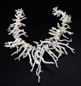 สร้อยคอลูกปัดปะการังสีขาวสไตล์ญี่ปุ่นสร้อยคออัญมณีแฮนด์เมดสำหรับผู้หญิงขนาด18นิ้ว91X4MM 21X3MM ขนาดใหญ่ (N-14) - Product Image 1