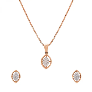 ชุดสร้อยคอพร้อมจี้เพชรทองคำแท้ 14K และต่างหูสำหรับผู้หญิง ความสง่างามเหนือกาลเวลา เครื่องประดับชั้นดี ของขวัญวันครบรอบสำหรับเธอ - Product Image 1