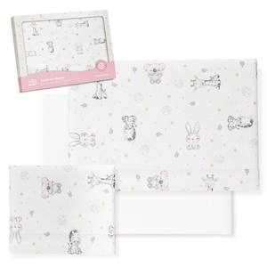 Juego de 3 Sábanas para Cuna de Bebé en Franela, Modelo Koala, con Patrón de Personajes Tejidos - Product Image 1