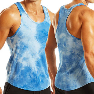 Camiseta sin mangas con tinte de corbata de entrenamiento para hombre con logotipo personalizado OEM, camiseta ajustada para gimnasio, camiseta sin mangas para culturismo - Product Image 6