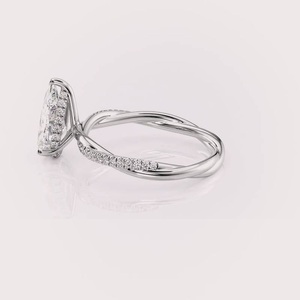 IGI Certified Lab Grown Pear Diamond <b>Ring</b> for Wedding & Engagement In Solid 925 Sterling <b>Silver</b> - Product Image 2