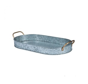 New Decorative Galvanized Serving <b>Tray</b> With Handle For Farmhouse Tabletop <b>Snacks</b> & Drinks Serving <b>Tray</b> . - Product Image 6