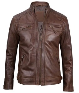 เสื้อแจ็คเก็ตหนังผู้ชาย สไตล์โมเดิร์น สตรีทแฟชั่น หนังวัวแท้ เสื้อคลุมหนัง ผลิตตามสั่ง รับผลิตแบบ OEM ขายส่งจากโรงงาน - Product Image 1