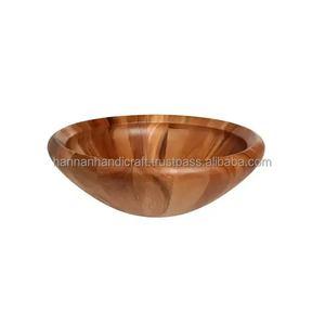 Cuencos de madera con pinzas para servir grandes para frutas, cereales o pasta, juego de cuencos grandes para mezclar, 12 "de diámetro x 5" de altura, mango de madera azul - Product Image 2