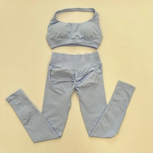 Conjunto de Yoga de 2 Piezas para Mujer, Sin Costuras, Sujetador Deportivo con Tirantes, Leggings de Cintura Alta, Transpirable, de Secado Rápido, Traje de Gimnasio, MOQ Bajo 2026 - Product Image 3