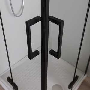 Portes battantes sans cadre noir mat 70x70 pour cabine de douche LION avec bonnets de douche - Product Image 5
