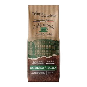 Le Temps des Cerises Caffè Espresso Macinato Italiano 225g (7.9 oz) – Tostatura Francese, Certificato IFS, Caffè Gourmet Premium - Product Image 1
