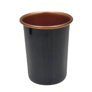 Trendiing aluminium rond jardinière vert clair émail et laiton couleur or pour bureau intérieur extérieur jardinière jardinage à la main - Product Image 5