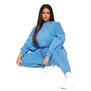 Pantalon de survêtement 2 pièces zippé avec logo personnalisé pour femmes ensemble de sweat à capuche léger recadrée Sport Street Joggers survêtements 100% coton - Product Image 5