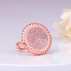 Mode or Rose filigrane bague Unique rond filigrane motif moderne bijoux élégant bande pour les femmes fête vêtements de tous les jours cadeau - Product Image 2