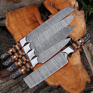 Jexmoo Lot de 5 couteaux de chef professionnels en acier damas faits à la main, couteaux de cuisine à manche en bois, cadeau parfait pour les chefs et les cuisiniers - Product Image 2